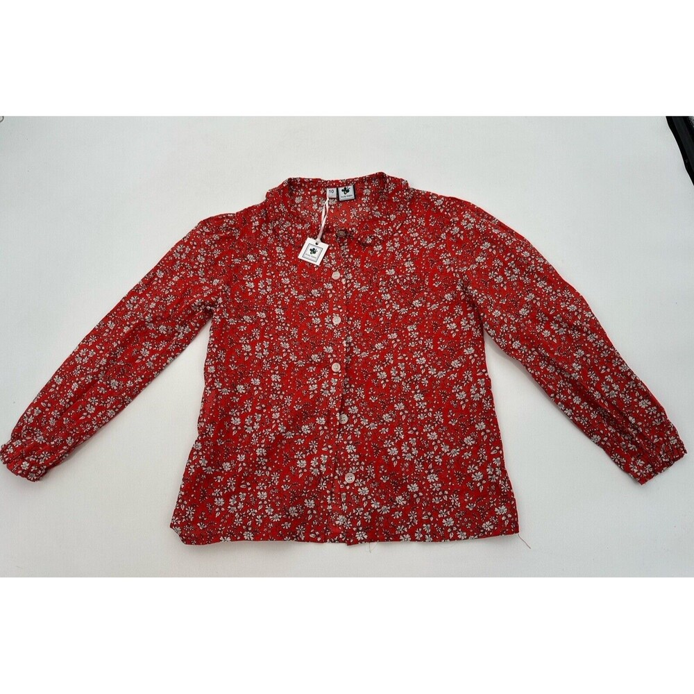 NWT Busy Bees Girl's red Floral Veronica Ruffle Top $54 size‎ 10 see measurement